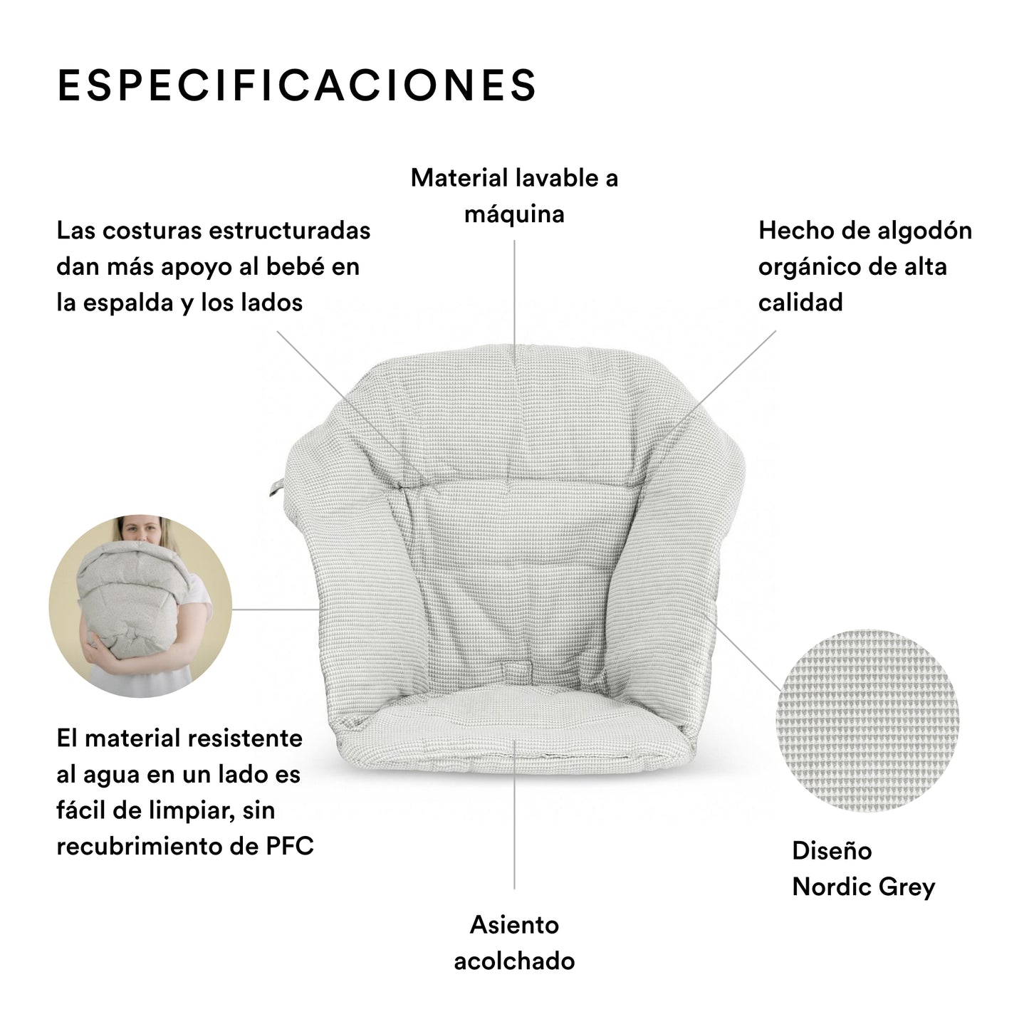 Pack Silla Stokke® Clikk™ + Cojín Nordic Grey OCS