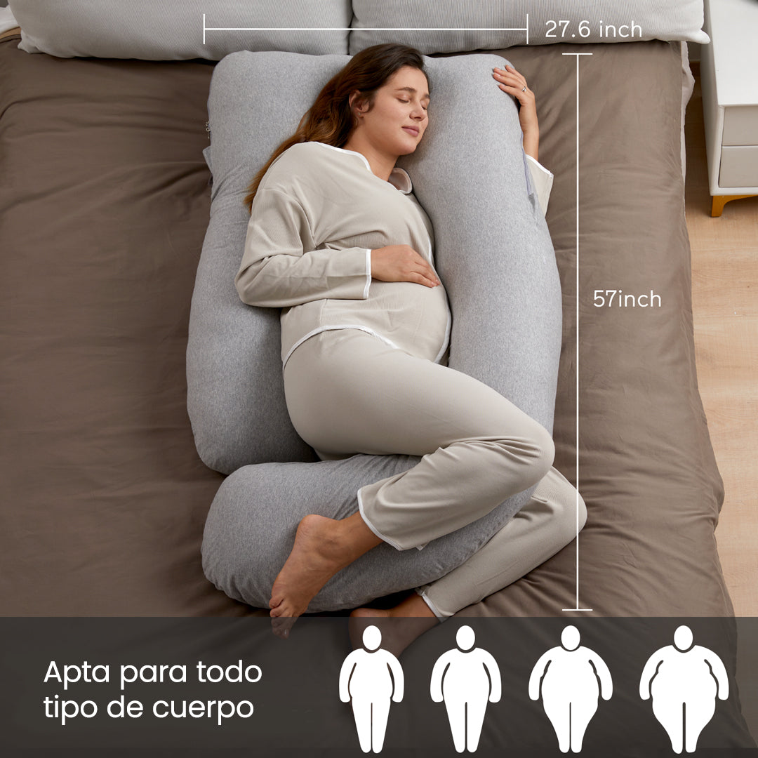 Almohada De Embarazo Forma de U Tela Refrescante Gris