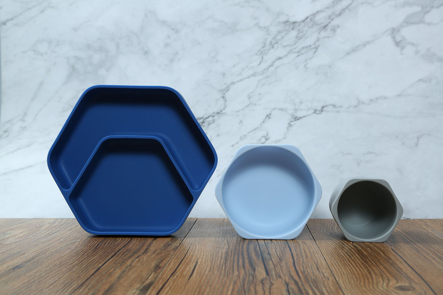 Set Platos Silicona x3 Azul