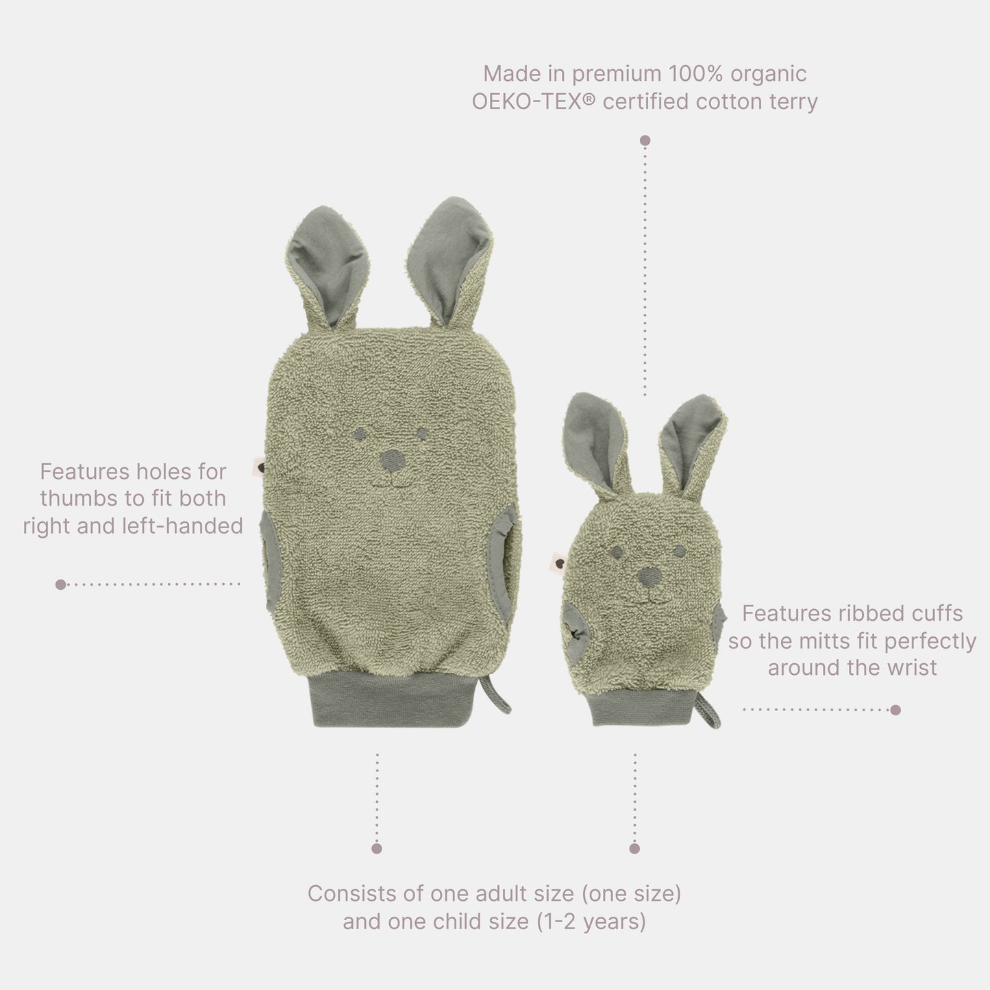 Pack 2 Mitones Algodón Orgánico Bibs | Sage