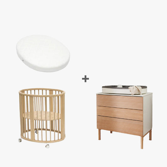 Pack Stokke® Bienvenida – Moisés, Colchón, Cómoda y Mudador