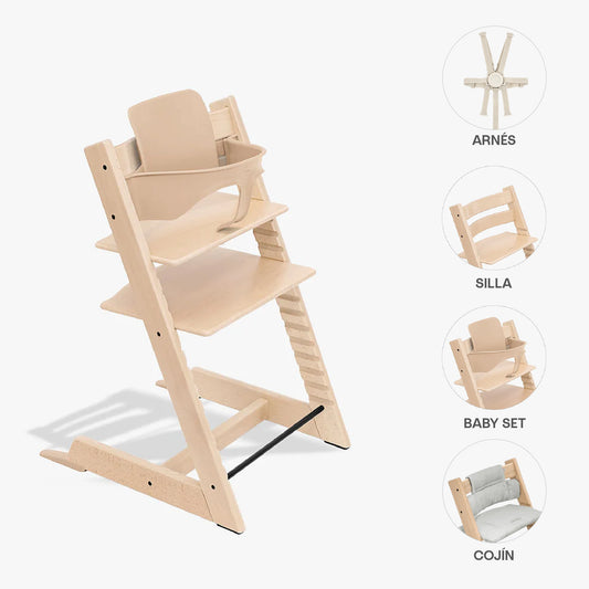[NUEVO] Pack Silla de comer evolutiva Stokke Tripp Trapp® + Baby Set + Arnés + Cojín | FULL BASIC²