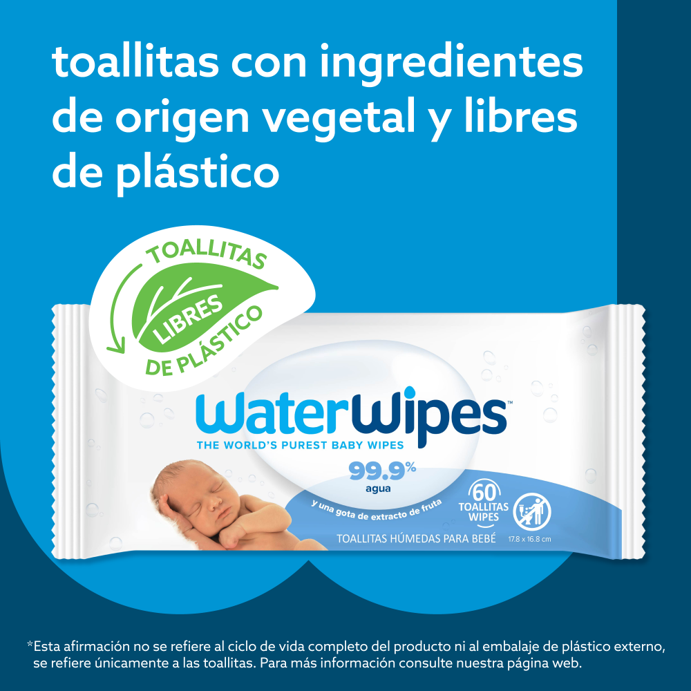 Pack 12 Toallitas Húmedas Waterwipes Biodegradables