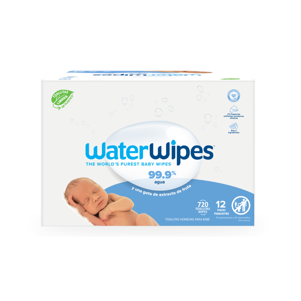 Pack 12 Toallitas Húmedas Waterwipes Biodegradables