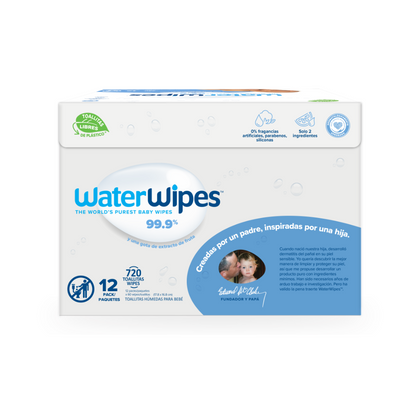 Pack 12 Toallitas Húmedas Waterwipes Biodegradables